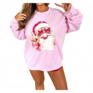 NEW BIRDIE better not pout graphic crewneck sweater in light pink